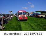 Small photo of 29th May 2022- A stylish 1950 Bedford OB coach being driven at a classic car show near Newcastle Emlyn, Ceredigion, Wales, UK.