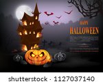 halloween background with... | Shutterstock .eps vector #1127037140