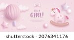 baby shower horizontal banner... | Shutterstock .eps vector #2076341176
