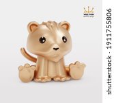 golden tiger toy. golden 3d... | Shutterstock .eps vector #1911755806