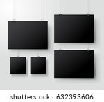 black poster hanging on binder. ... | Shutterstock .eps vector #632393606