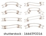 set of blank vintage ribbon... | Shutterstock .eps vector #1666593316