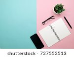 blank notebook with phone smart ... | Shutterstock . vector #727552513