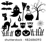 cute vector halloween... | Shutterstock .eps vector #482686093