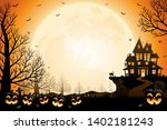 halloween pumpkins  spooky... | Shutterstock .eps vector #1402181243