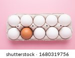 Tray With Chicken Eggs On A...