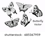 set of hand drawn butterflies... | Shutterstock .eps vector #685367959
