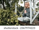 Small photo of meditation Woman meditates nature outdoor. ground level,relaxed woman meditates breathes fragrant incense during a yoga class garden,healthy living,slowing-down, deceleration, peace,wellness