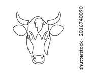 cow head in continuous line art ... | Shutterstock .eps vector #2016740090