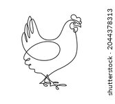 hen in continuous line art... | Shutterstock .eps vector #2044378313