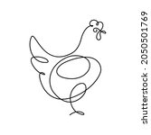 Hen In Continuous Line Art...