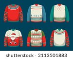 christmas sweaters in cartoon... | Shutterstock .eps vector #2113501883