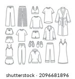 women home clothes. simple flat ... | Shutterstock .eps vector #2096681896