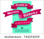 ribbons set collection. pink ... | Shutterstock .eps vector #743253529