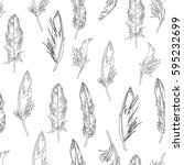 feather seamless pattern. hand... | Shutterstock .eps vector #595232699