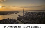 Sunset aerial view of Portsmouth UK