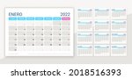 spanish 2022 calendar. desk... | Shutterstock .eps vector #2018516393