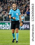 Small photo of Turin, Italy. 07 November 2018. UEFA Champions League, Juventus vs Manchester United 1-2. Ovidiu Hategan, referee of the match.