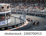 Small photo of Miami, Florida, USA. 0407 May 2023. F1 World Championship. F1 Grand Prix of Miami. Max Verstappen, Red Bull, and Carlos Sainz, Ferrari.