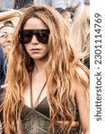 Small photo of Miami, Florida, USA. 0407 May 2023. F1 World Championship. F1 Grand Prix of Miami. The singer Shakira, on the starting grid.