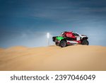 Small photo of Dubai, United Arab Emirates. 12 November 2023. Baja World Cup 2023. Dubai International Baja. Yazeed Al Rajhi - Timo Gottschalk, Toyota Hilux Overdrive, second in the rally.