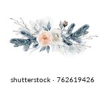 watercolor bouquet with flowers ... | Shutterstock . vector #762619426