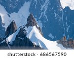 Panorama of Grandes Jorasses and Dent du Geant from Aiguille du Midi - Mont Blanc mountain, Haute-Savoie, France