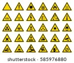set of triangle yellow warning... | Shutterstock .eps vector #585976880