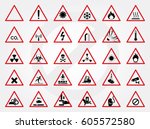 set of warning sign. vector ... | Shutterstock .eps vector #605572580