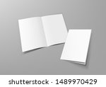 realistic blank a4 half fold... | Shutterstock .eps vector #1489970429