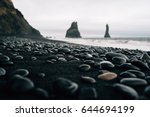 Stones on a black beach in Iceland