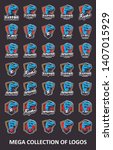 raptor logos. set of 35 raptor... | Shutterstock .eps vector #1407015929