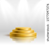 gold tage podium with lighting  ... | Shutterstock .eps vector #1577097376