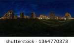 Small photo of full seamless spherical hdri night panorama 360 degrees angle view light in windows of multistory building area of urban development residential quarter in equirectangular projection, AR VR content