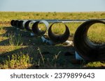 Small photo of Gas pipeline construction, Nestor Kirchner, La Pampa province , Patagonia, Argentina.