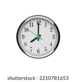 Small photo of White wall clock isolated on white background. Eight o'clock in the afternoon or night.