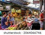 Small photo of Mahane Yehuda Market, Jerusalem, Israel - September 13, 2021: Most famous, partly covered marketplace, filled with shoppers, more than 250 vendors offer everything to eat, wear, use, and enjoy.