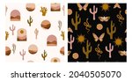 set of two seamless pattern... | Shutterstock .eps vector #2040505070