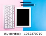 computer keyboard next to... | Shutterstock . vector #1082370710