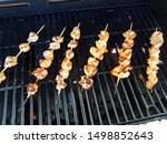 chicken meat on wooden sticks... | Shutterstock . vector #1498852643