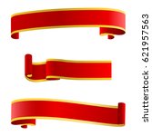 red glossy ribbon vector... | Shutterstock .eps vector #621957563