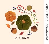 autumn crops and berries ... | Shutterstock .eps vector #2033787386