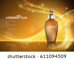 serum essence with dropper on... | Shutterstock .eps vector #611094509