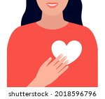 happy beautiful woman holds... | Shutterstock .eps vector #2018596796