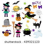 halloween cute witches set.... | Shutterstock . vector #439321123