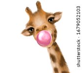 Funny Giraffe Blowing Bubble....