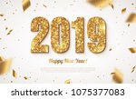 happy new year banner with gold ... | Shutterstock .eps vector #1075377083