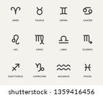 Zodiac signs with latin names vector illustrations set. Star symbols for astrological calendar, horoscope. Libra, Capricorn, Taurus isolated linear icons. Virgo, Sagittarius contour design element