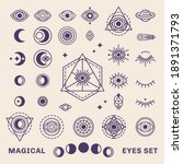 sacred geometry forms with moon ... | Shutterstock .eps vector #1891371793