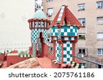 Small photo of Chimney in Casa Vicens in Barcelona. It is the first masterpiece of Antoni Gaudi. Built between 1883 and 1885 as a summer house for the Vicens family